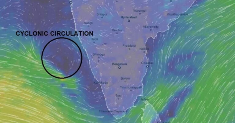 അറബിക്കടലിൽ ചുഴലിക്കാറ്റിന് സാധ്യത; കേരളത്തിൽ ഇടിമിന്നലോട് കൂടിയ ശക്തമായ മഴക്ക് സാധ്യത