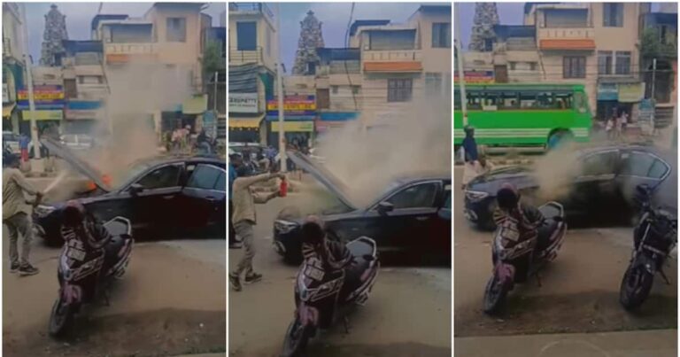 ഒരു കോടിയുടെ ബിഎംഡബ്ല്യു കാർ, തിരുവനന്തപുരത്ത് ഓട്ടത്തിൽ തീ പിടിച്ചു