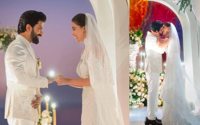തൂവെള്ള ​ഗൗണിൽ ക്രിസ്ത്യൻ വധുവായി കീർത്തി;അച്ഛന്റെ കൈപിടിച്ച് വിവാഹവേദിയിൽ