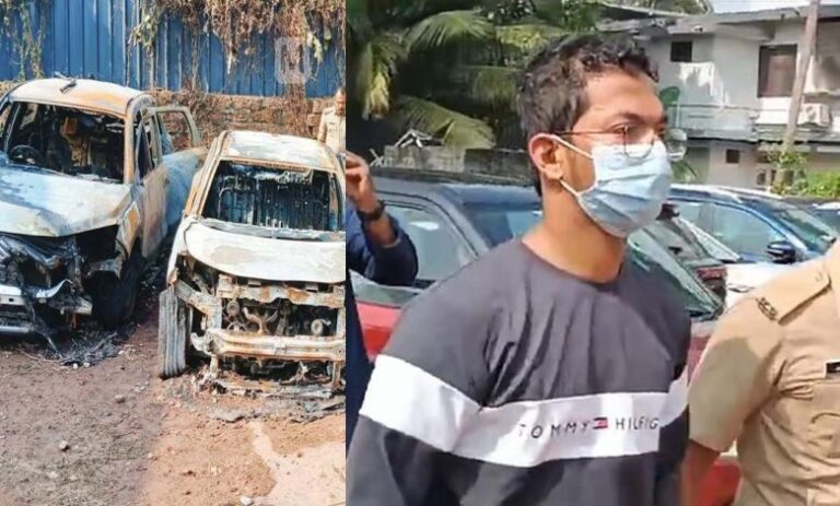 മാരുതി നെക്‌സ ഷോറൂമില്‍ തീയിട്ട് മൂന്ന് കാറുകള്‍ കത്തിച്ചു; സെയില്‍സ്മാന്‍ അറസ്റ്റില്‍