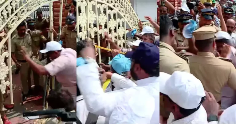 ഗേറ്റ് തകര്‍ത്ത്‌ വൈദികരും വിശ്വാസികളും, പ്രതിരോധിച്ച് പൊലീസ് സംഘം,അങ്കമാലി അതിരൂപത ആസ്ഥാനത്ത് വീണ്ടും സംഘര്‍ഷം; ആറ്  വൈദികര്‍ക്ക് സസ്‌പെന്‍ഷന്‍