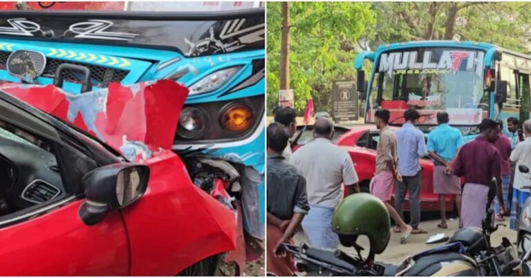 ബസും കാറും കൂട്ടിയിടിച്ച് അപകടം; കാറിലുണ്ടായിരുന്ന ഒരു വയസുകാരന്‍ മരിച്ചു