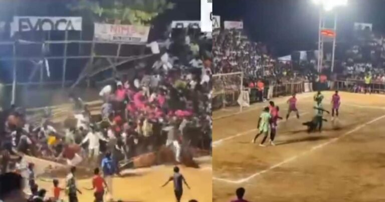 അഖിലേന്ത്യാ സെവൻസ് ഫുട്ബോൾ ഫൈനലിനിടെ ഗാലറി തകർന്ന് വല്ലപ്പുഴയിൽ അപകടം; നിരവധി പേർക്ക് പരുക്ക്