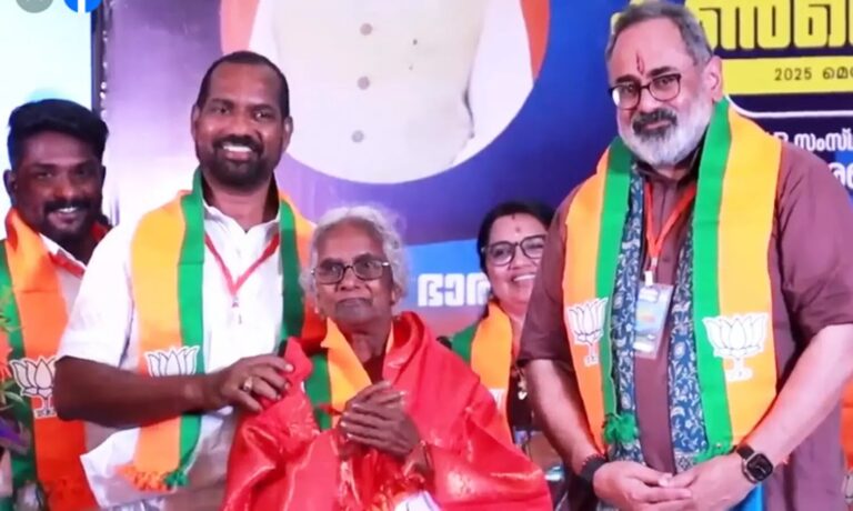 ക്ഷേമ പെൻഷൻ ലഭിക്കാത്തതിൽ പിച്ച​ച്ചട്ടിയെടുത്ത് പ്രതിഷേധം, കോൺഗ്രസ് വീട് നിർമ്മിച്ച് നൽകി; മറിയക്കുട്ടി ബി.ജെ.പിയിൽ