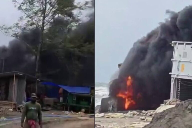 തീരത്തടിഞ്ഞ കണ്ടെയ്നർ നീക്കം ചെയ്യുന്നതിനിടെ തീപിടിത്തം; പ്രദേശത്താകെ കറുത്ത പുക, ആശങ്കപ്പെടാനില്ലെന്ന് കളക്ടർ