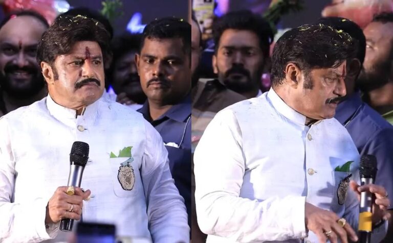 പ്രസം​ഗത്തിനിടെ വെപ്പുമീശ ഇളകിപ്പോയി, വേദിയിൽവെച്ചുതന്നെ പശകൊണ്ട് ഒട്ടിച്ച് ബാലയ്യ; വീഡിയോ വൈറൽ