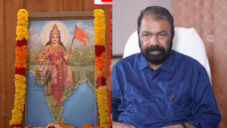 വീണ്ടും ഭാരതാംബ ചിത്രം; 'ഗവർണർ ആട്ടുകല്ലിന് കാറ്റുപിടിച്ചപോലെ'യെന്ന് മന്ത്രി; പരിപാടി ബഹിഷ്കരിച്ചു