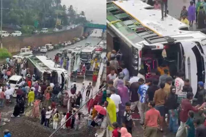 മലപ്പുറം കുറ്റിപ്പുറത്ത് ടൂറിസ്റ്റ് ബസ് മറിഞ്ഞ് നിരവധിപേര്‍ക്ക് പരിക്ക്