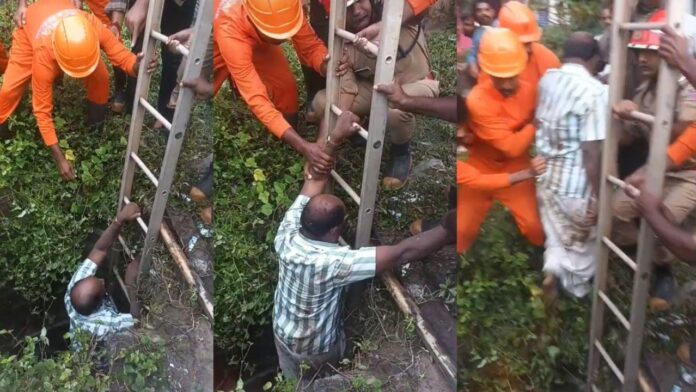 സ്റ്റാര്‍ട്ടുചെയ്ത സ്‌കൂട്ടര്‍ പിന്നോട്ടുരുണ്ടു; വാഹനമടക്കം യാത്രക്കാരന്‍ കിണറ്റില്‍വീണു
