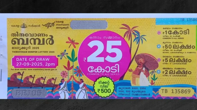തിരുവോണം ബമ്പര്‍ നറുക്കെടുപ്പ് നാളെ;25 കോടി ആര്‍ക്ക്? വിറ്റഴിച്ചത് 75 ലക്ഷം ടിക്കറ്റുകള്‍