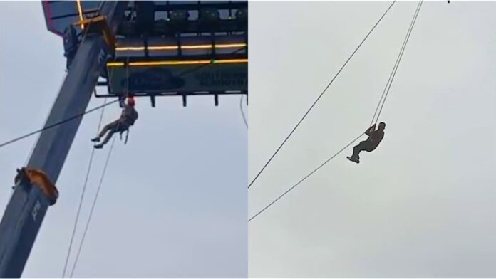 സ്കൈ ഡൈനിങ്ങിൽ കുടുങ്ങിയ വിനോദ സഞ്ചാരികളെ താഴെയെത്തിച്ചു ; കുടുങ്ങിയവരിൽ രണ്ടര വയസ്സുള്ള കുഞ്ഞും സ്കൈ ഡൈനിങ്ങിൽ കുടുങ്ങിയ വിനോദ സഞ്ചാരികളെ താഴെയെത്തിച്ചു ; കുടുങ്ങിയവരിൽ രണ്ടര വയസ്സുള്ള കുഞ്ഞും