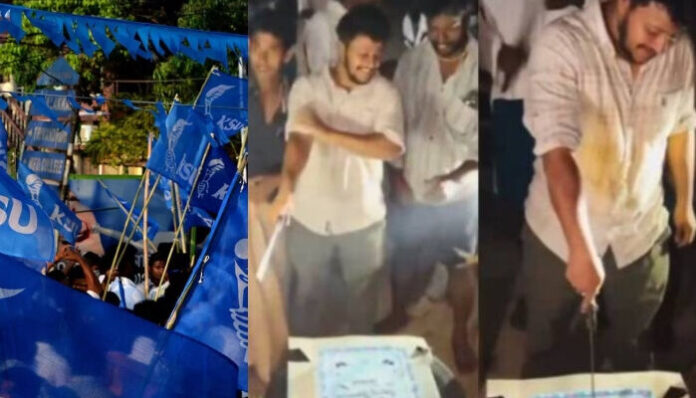 ഗുണ്ടാ നേതാക്കള്‍ക്കൊപ്പം വടിവാള്‍ കൊണ്ട് കേക്ക് മുറിച്ച് ജന്മദിനാഘോഷം; കെ എസ് യു നേതാവിനെ പുറത്താക്കി