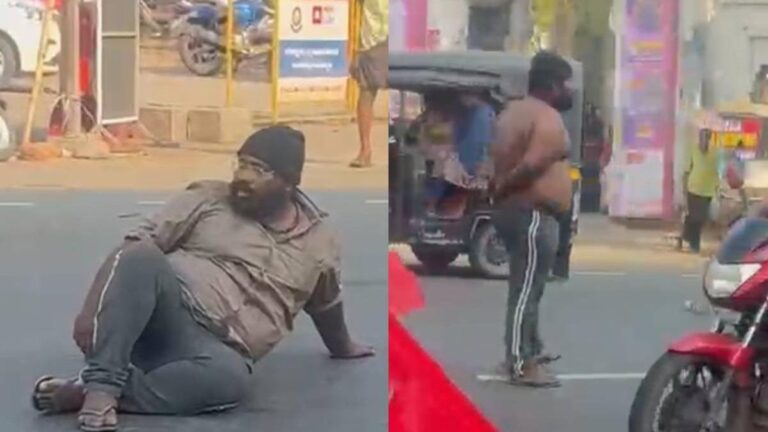 കോട്ടയം നഗരമധ്യത്തിൽ യുവാവിൻ്റെ പരാക്രമം; റോഡിലിരുന്ന് വാഹനം തടയലും അസഭ്യം പറച്ചിലും