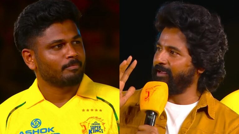 ‘സഞ്ജു ചേട്ടാ,നിങ്ങൾ തമിഴ്നാട്ടിൽ ബ്ലോക്ക്ബസ്റ്ററായി’;ധോനിയെ സാക്ഷിയാക്കി സഞ്ജുവിനോട് ശിവകാർത്തികേയൻ