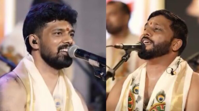 ‘നന്ദകുന്തിരിക്കം ഭജൻസ്’; ക്ഷേത്രോത്സവത്തിൽ ക്രിസ്തീയഭക്തിഗാനം പാടിയ നന്ദഗോവിന്ദത്തിനെതിരേ വിമർശനം