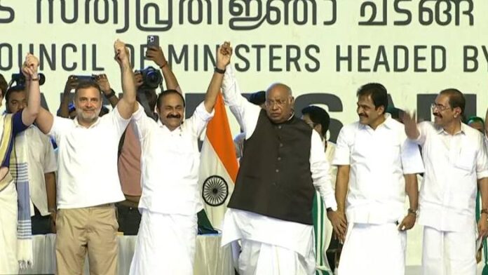 സഗൗരവം സത്യപ്രതിജ്ഞചെയ്ത് ഷിബുവും സി.പി. ജോണും, ഇംഗ്ലീഷിൽ മുരളീധരൻ; പ്രായംകുറഞ്ഞ മന്ത്രിയായി ജെനീഷ്