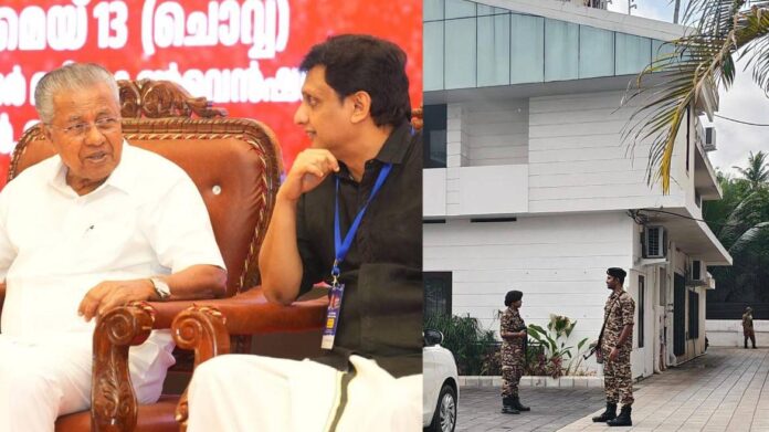 പിണറായി വിജയന്റെയും റിയാസിന്റെയും വീടുകളിൽ ഇഡി റെയ്ഡ്,വീണയെ ചോദ്യം ചെയ്യുന്നു,കണ്ണൂരിൽ പ്രതിഷേധം