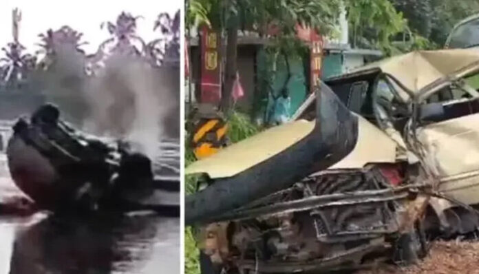 കോഴിക്കോട് ദേശീയപാതയില്‍ വന്‍ അപകടം: റോഡ് മുറിച്ചുകടക്കാന്‍ നിന്ന സ്ത്രീ കാറിടിച്ച് മരിച്ചു; കാര്‍ വെട്ടിപ്പൊളിച്ച് മൂന്ന് യുവാക്കളെ രക്ഷപ്പെടുത്തി