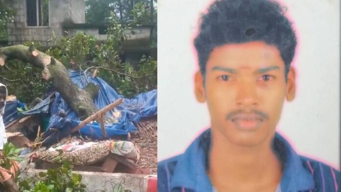 കാറ്റിൽ മരം ഒടിഞ്ഞുവീണ് അപകടം: ഉറങ്ങിക്കിടക്കുകയായിരുന്ന യുവാവിന് ദാരുണാന്ത്യം