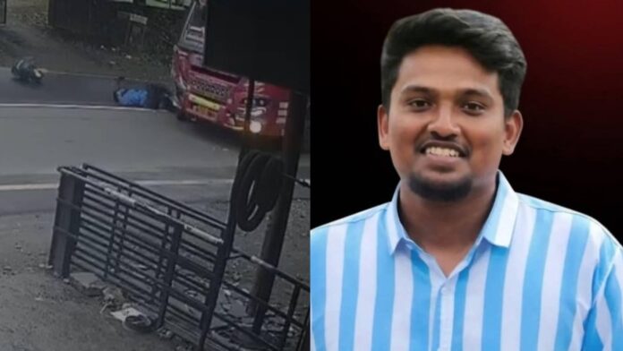 കോഴിക്കോട്ട് ബസ്സും ബൈക്കും കൂട്ടിയിടിച്ച് യുവാവിന് ദാരുണാന്ത്യം; സഹപ്രവർത്തകന് ഗുരുതര പരിക്ക് കോഴിക്കോട്ട് ബസ്സും ബൈക്കും കൂട്ടിയിടിച്ച് യുവാവിന് ദാരുണാന്ത്യം; സഹപ്രവർത്തകന് ഗുരുതര പരിക്ക്