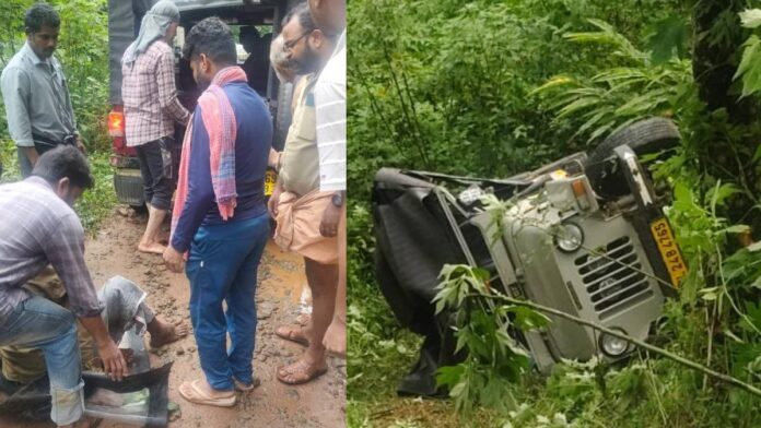 വാഗമണിൽ ട്രക്കിങ്ങിനിടെ ജീപ്പ് താഴ്ചയിലേക്ക് മറിഞ്ഞു; 6 പേർക്ക് പരിക്ക്; 3 പേരുടെ നില ഗുരുതരം വാഗമണിൽ ട്രക്കിങ്ങിനിടെ ജീപ്പ് താഴ്ചയിലേക്ക് മറിഞ്ഞു; 6 പേർക്ക് പരിക്ക്; 3 പേരുടെ നില ഗുരുതരം